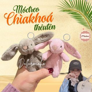 (Mua 1 tặng 1) Mua Thỏ Bông Thêu Tên Tặng Móc Khoá Thêu Tên Theo Yêu Cầu