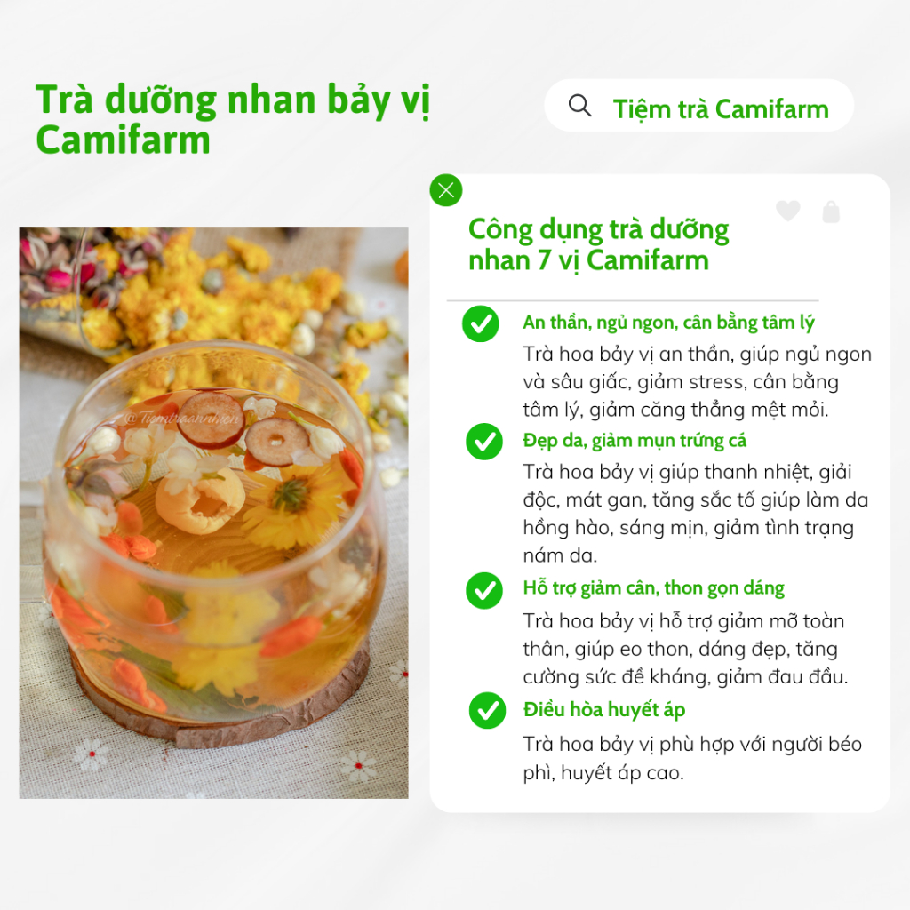 Ảnh Trà Thảo Mộc, Trà Dưỡng Nhan, Trà Thanh Nhiệt Camifarm Hộp 30 Gói Đẹp Da, An Thần Dễ Ngủ, Thanh Nhiệt, Thon Gọn Dáng 2