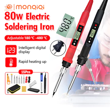 bộ 15 món Mỏ hàn thiếc điều chỉnh nhiệt độ, máy hàn chì mini, mỏ hàn 80w 220v và phụ kiện hàn, thiếc hàn, bộ mũi hàn