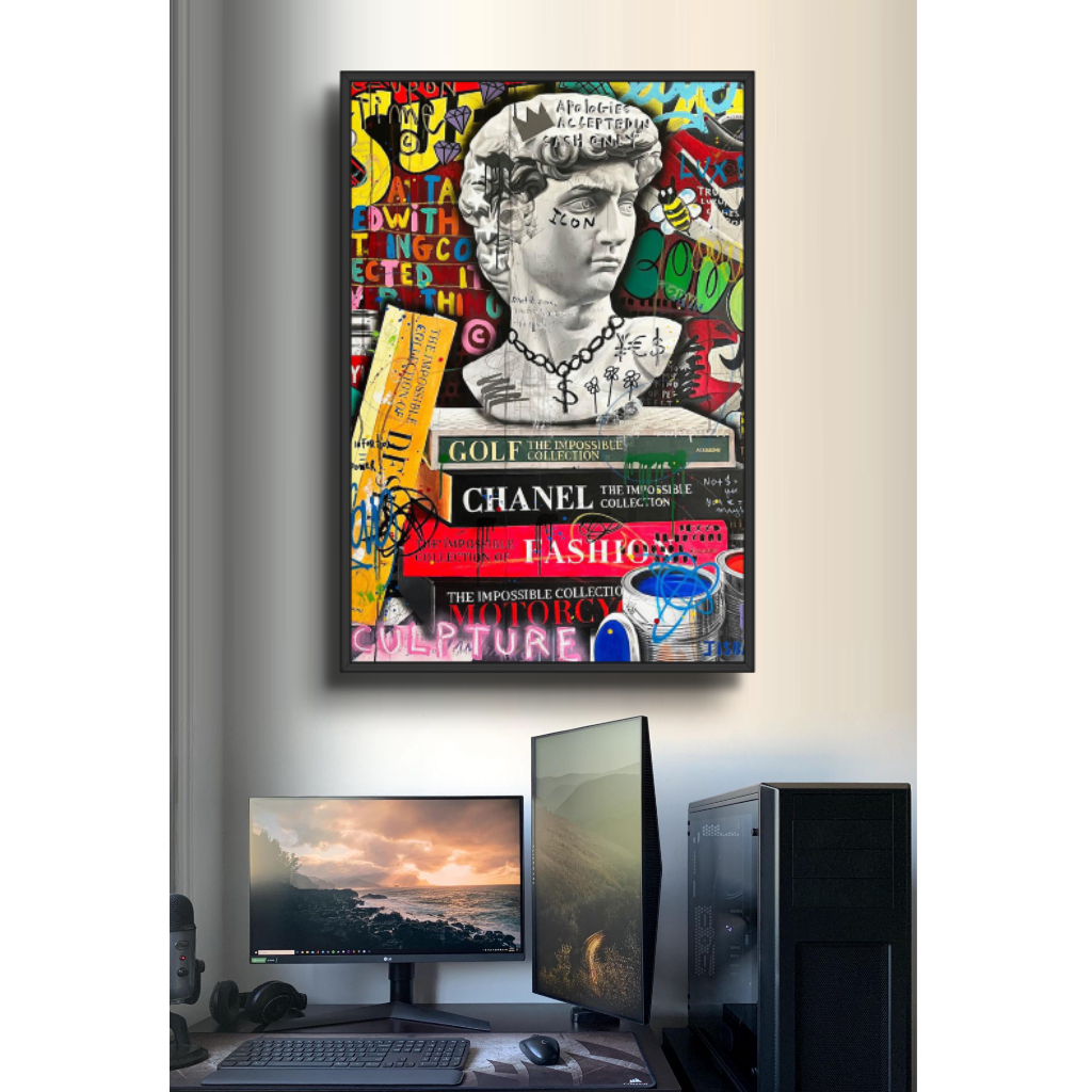 Tranh Gỗ Graffiti Tráng Gương Có Khung Phong Cách Hiện Đại Sang Trọng Decor Phòng Không Gian Làm Việc Decor Tường