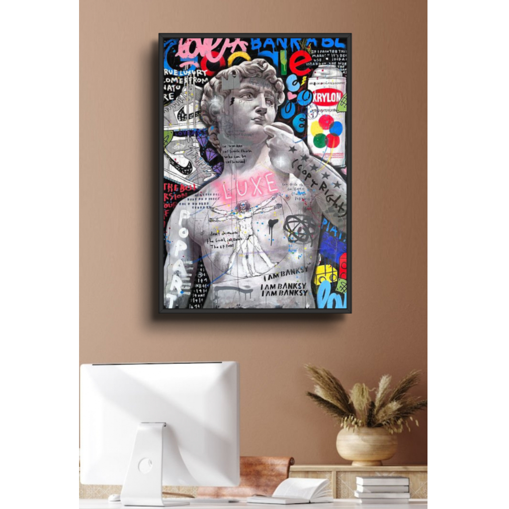 Tranh Gỗ Graffiti Tráng Gương Có Khung Phong Cách Hiện Đại Sang Trọng Decor Phòng Không Gian Làm Việc Decor Tường