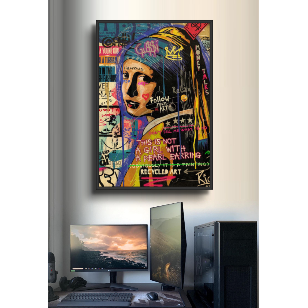 Tranh Gỗ Graffiti Tráng Gương Có Khung Phong Cách Hiện Đại Sang Trọng Decor Phòng Không Gian Làm Việc Decor Tường