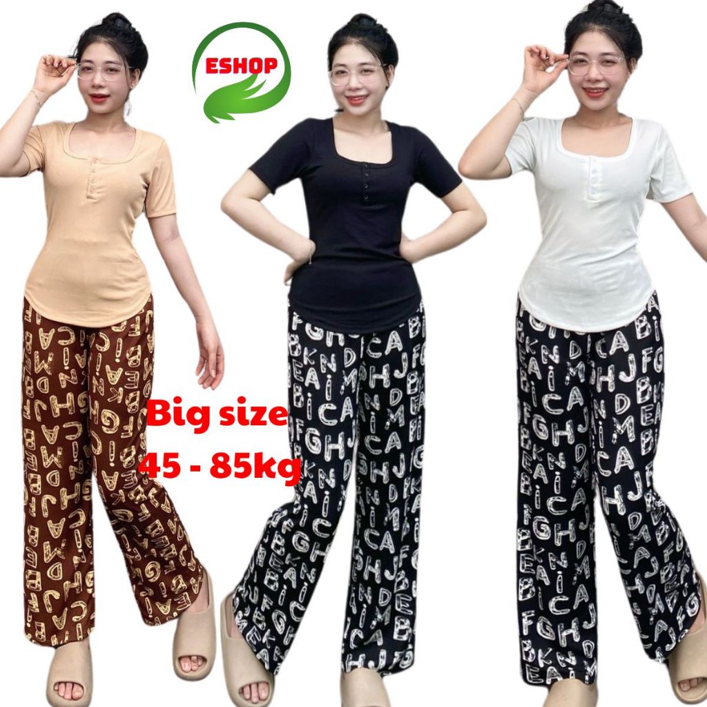 Đồ Bộ Nữ Quần Ống Rộng Bigsize ESHOP Đồ Mặc Nhà Nữ Áo Tay Ngắn Set Bộ Đẹp Xinh Dễ Thương DB678