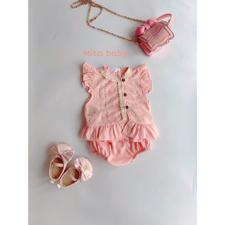 Đồ bộ cho bé gái thiết kế style Hàn Quốc xinh xắn - set bé gái 4-10kg áo thô ren cánh tiên mix quần chip