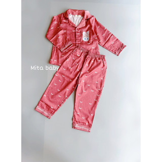 [14-24kg] Bộ Ngủ Pijama Cho Bé Gái - Bộ dài tay mặc nhà chất lụa cao cấp mặc siêu thích siêu mềm