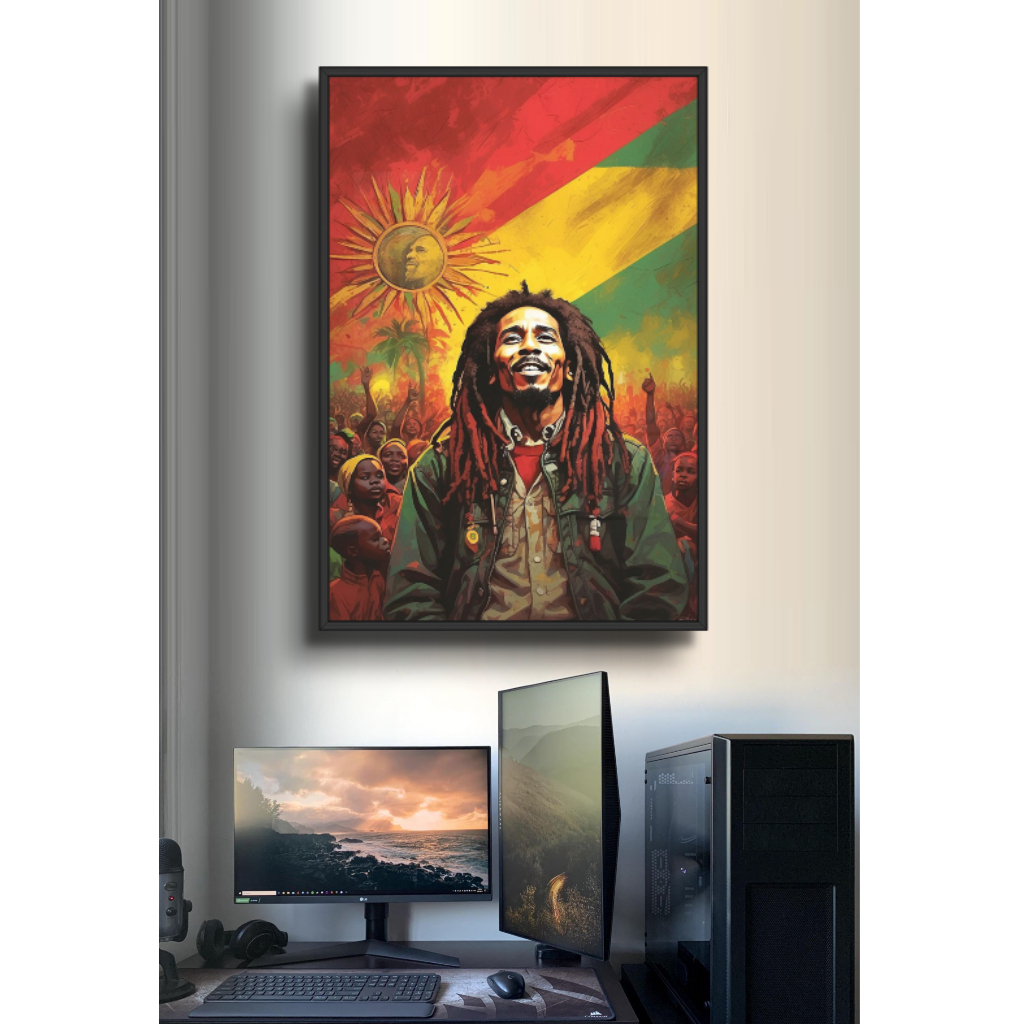 Tranh Gỗ Bob Marley Vua Sư Tử Phong Cách Nghệ Thuật Hiện Đại Tráng Gương Có Khung Treo Tường