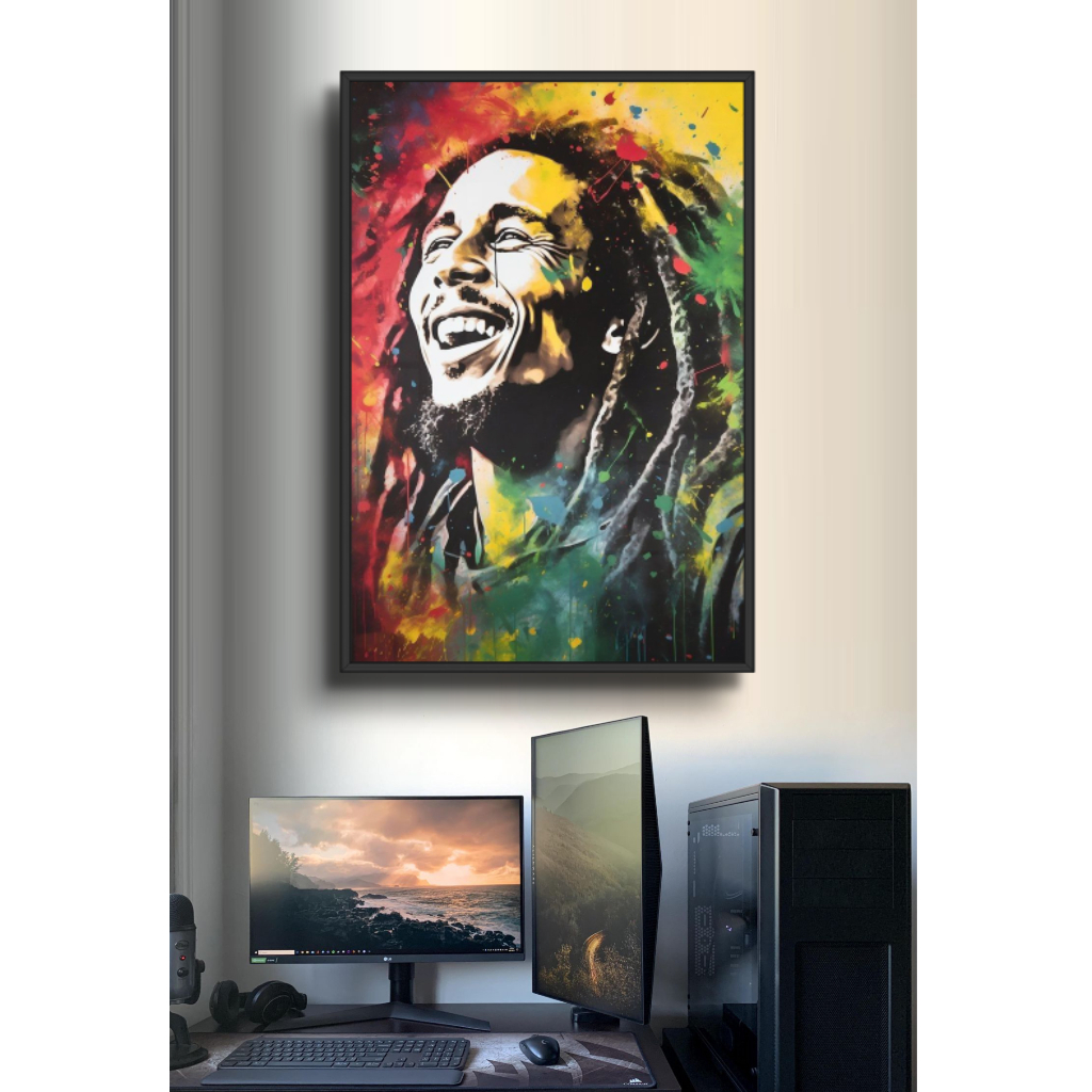 Tranh Gỗ Bob Marley Vua Sư Tử Phong Cách Nghệ Thuật Hiện Đại Tráng Gương Có Khung Treo Tường