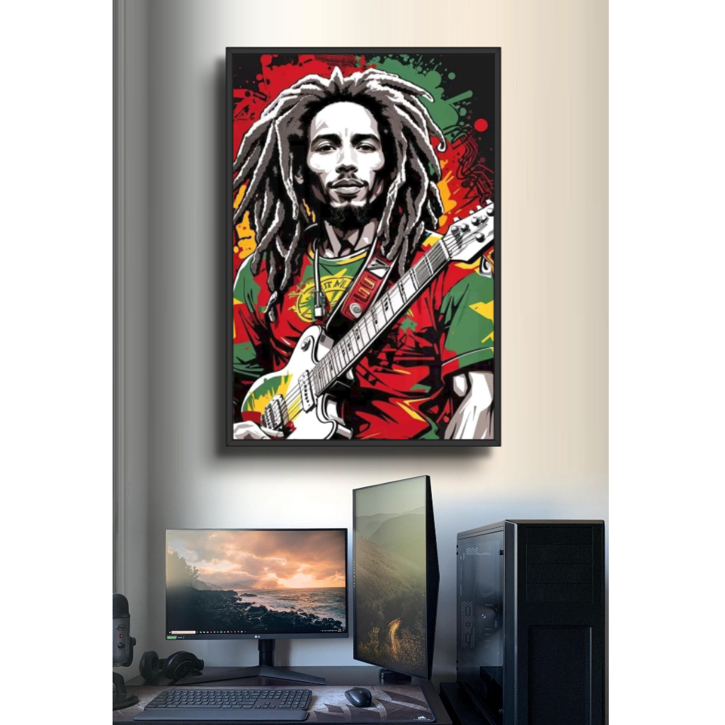 Tranh Gỗ Bob Marley Vua Sư Tử Phong Cách Nghệ Thuật Hiện Đại Tráng Gương Có Khung Treo Tường