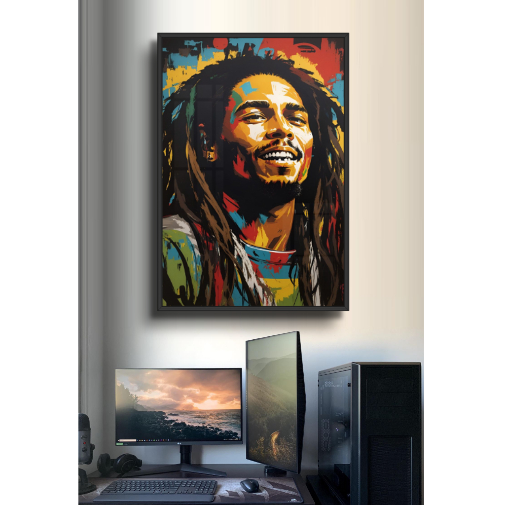 Tranh Gỗ Bob Marley Vua Sư Tử Phong Cách Nghệ Thuật Hiện Đại Tráng Gương Có Khung Treo Tường