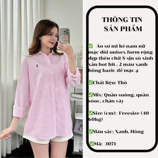 Áo sơ mi nữ kẻ sọc nam nữ mặc đôi unisex - 247store - Somike3071_P4K4