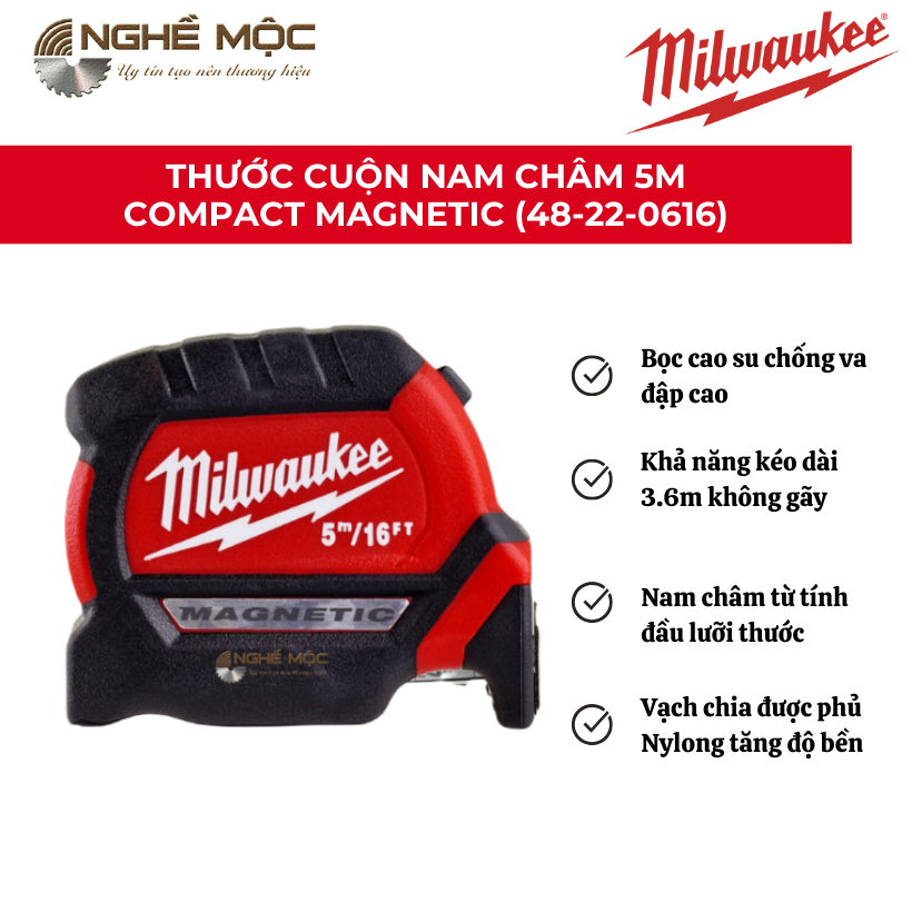 Thước cuộn 5M MILWAUKEE 48-22-0616 có nam châm | Shopee Việt Nam