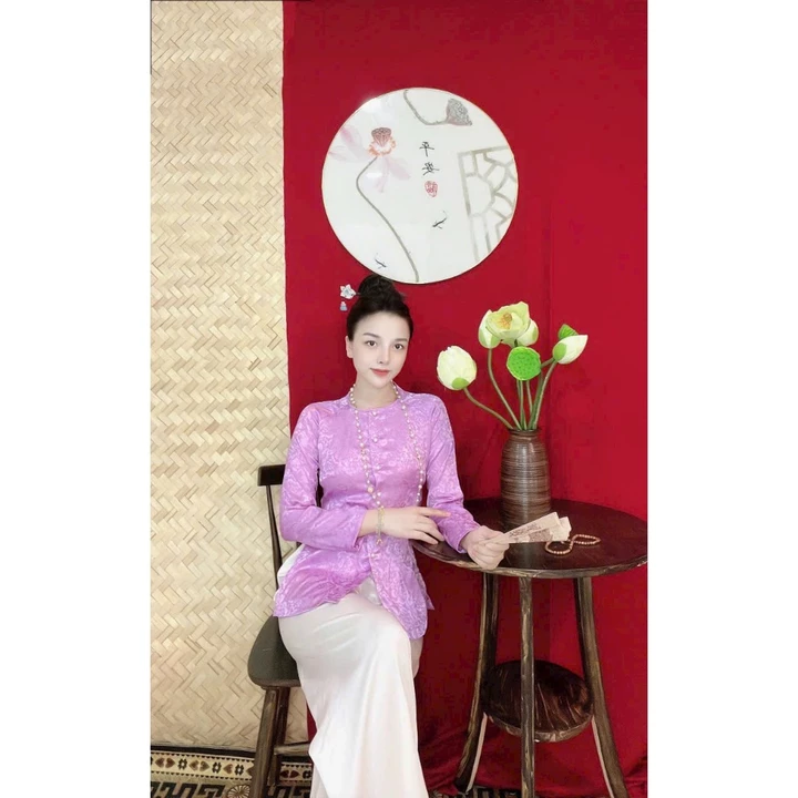 ÁO BÀ BA CỔ TRÒN TAY DÀI, ÁO LẺ BÀ BA CÀI NÚT TAY DÀI CHẤT VẢI GẤM ĐỦ SIZE
