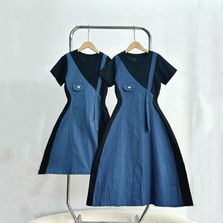 Đầm phối jean bigsize nữ tay ngắn cổ tròn form chữ A tôn eo dáng dài và ngắn trẻ trung năng động 50-95kg G671+G672