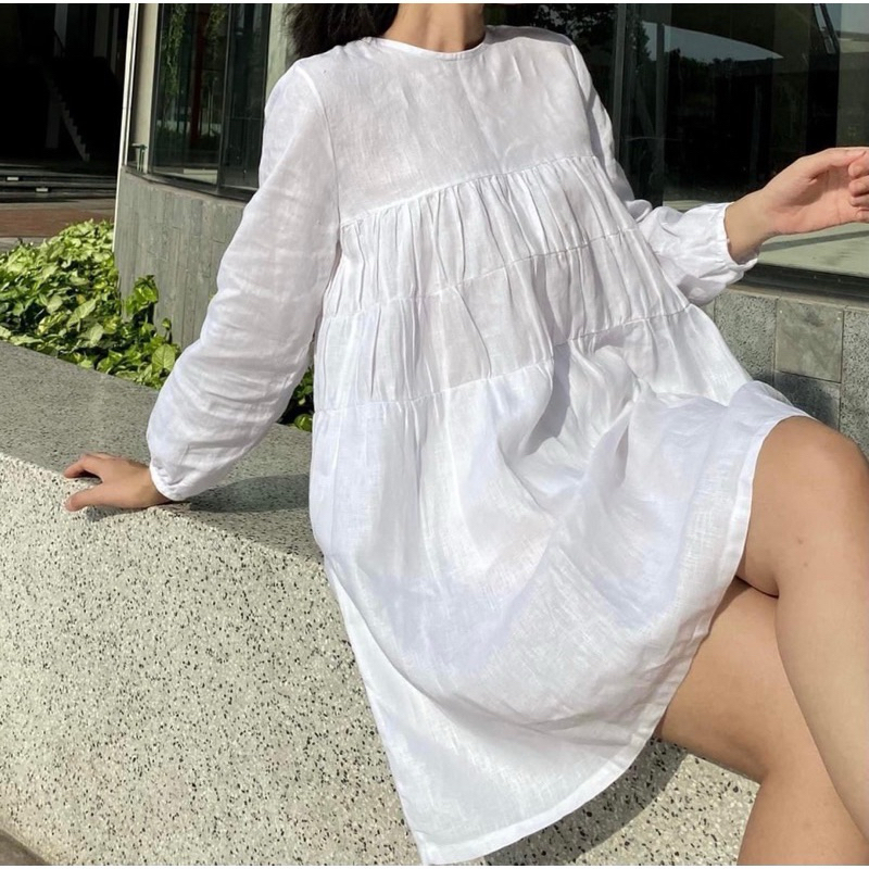 Ảnh Đầm babydoll vải linen cotton idée 3
