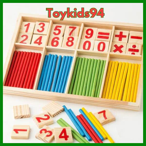 Bộ que tính học toán Montessori bằng gỗ (Wooden Mathematical Intelligence Stick)