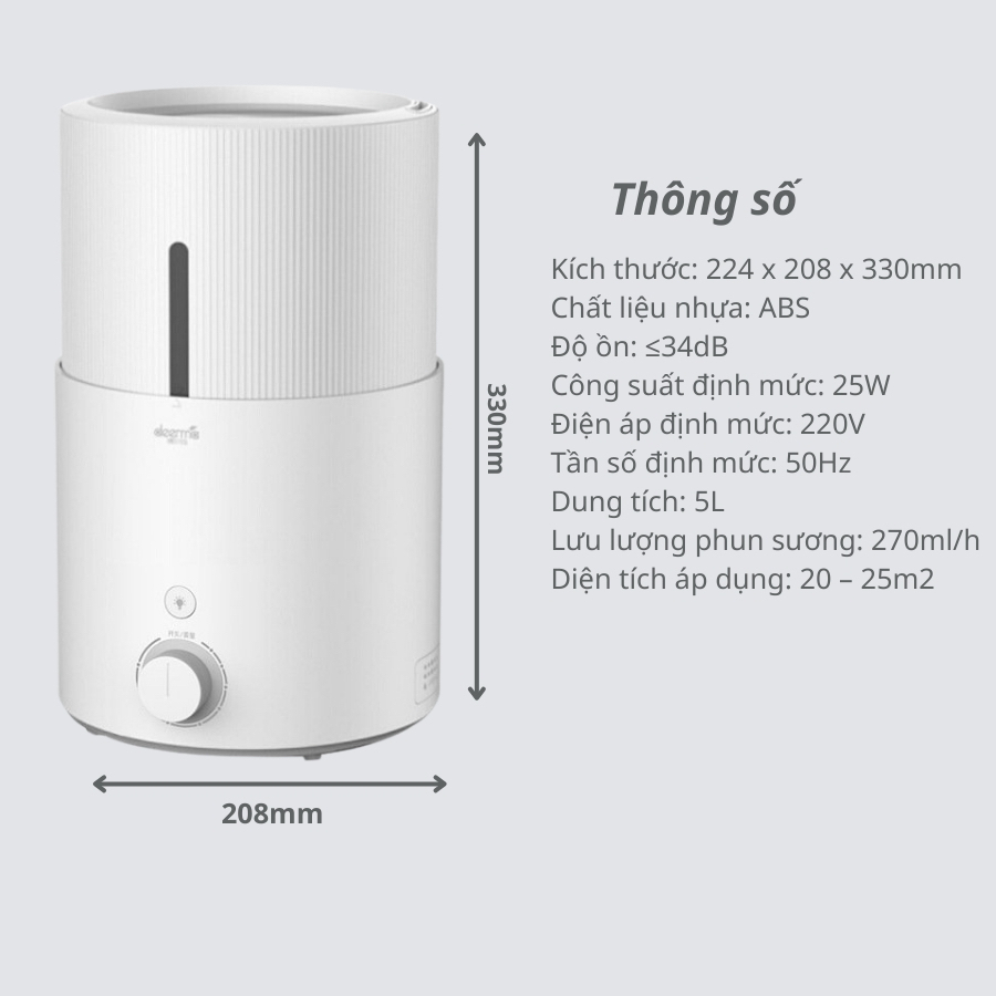 [ An toàn cho bé ] Máy phun sương Deerma SJS600 dung tích 5L khử khuẩn tia UV làm sạch nước
