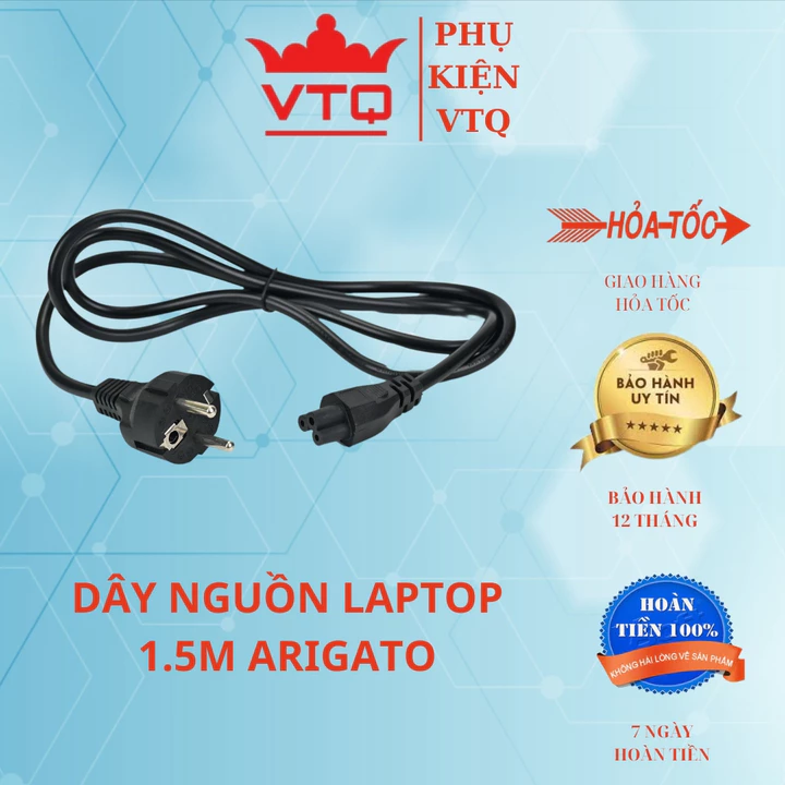 Dây nguồn sạc laptop 1.5M ARIGATO Cáp nguồn kết nối điện 220v tới cục sạc laptop