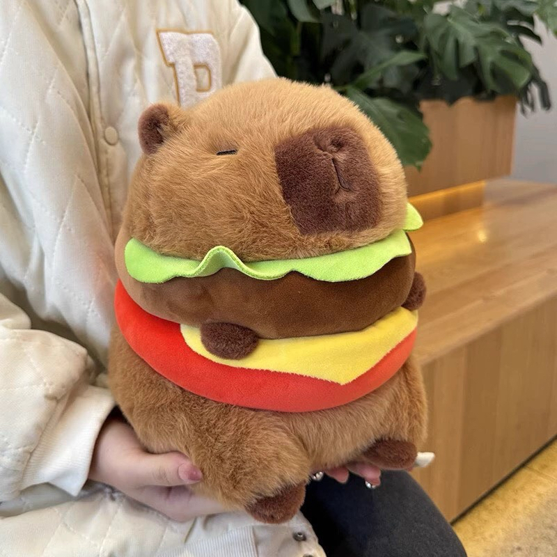 Gấu Bông Capybara Hamburger - Thú Nhồi Bông Bánh Mỳ Capybara Size 20cm