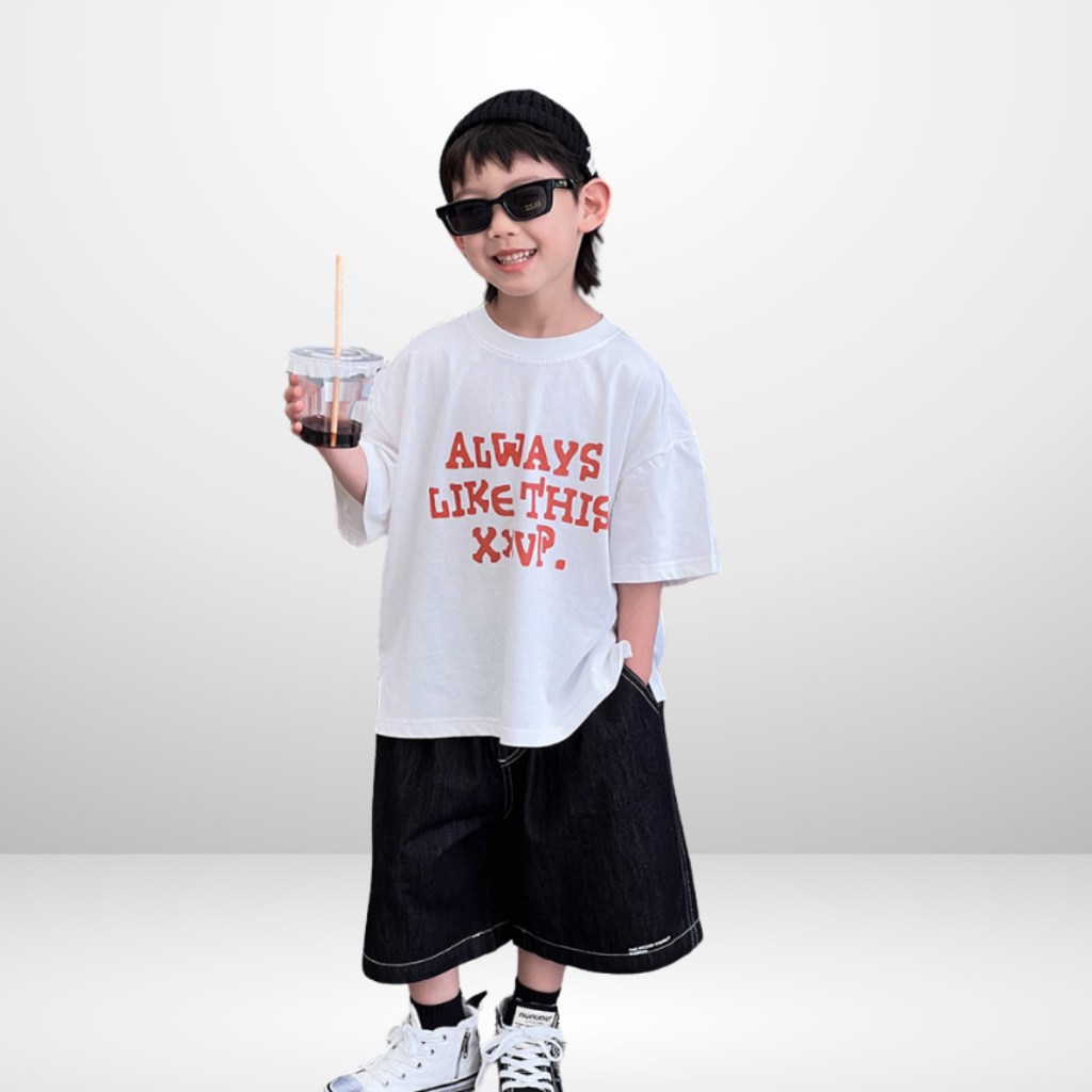 Áo Thun Ngắn Tay Mùa Hè Cho Bé Trai, Bé Gái In Hình Năng Động, Cổ Tròn B558 | JJ Kids Fashion