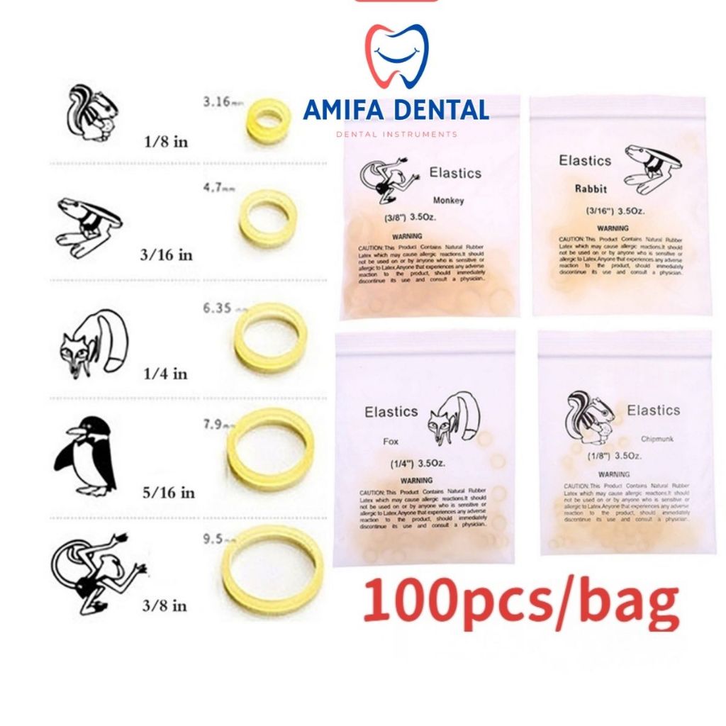 Chun Liên Hàm, Thun Kéo Niềng Răng, Chỉnh Nha, Thun Chỉnh Khớp Cắn, Thun Liên Hàm Gói 100 Chiếc