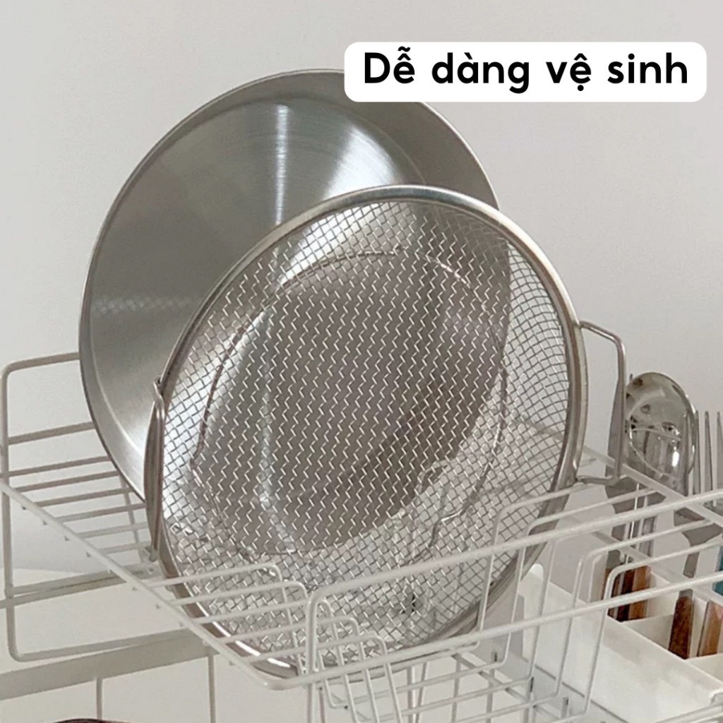 SET KHAY (ĐĨA) KÈM VỈ LƯỚI LỌC DẦU CHẤT LIỆU INOX 304 CAO CẤP, SIZE 20CM (Tuyển   )