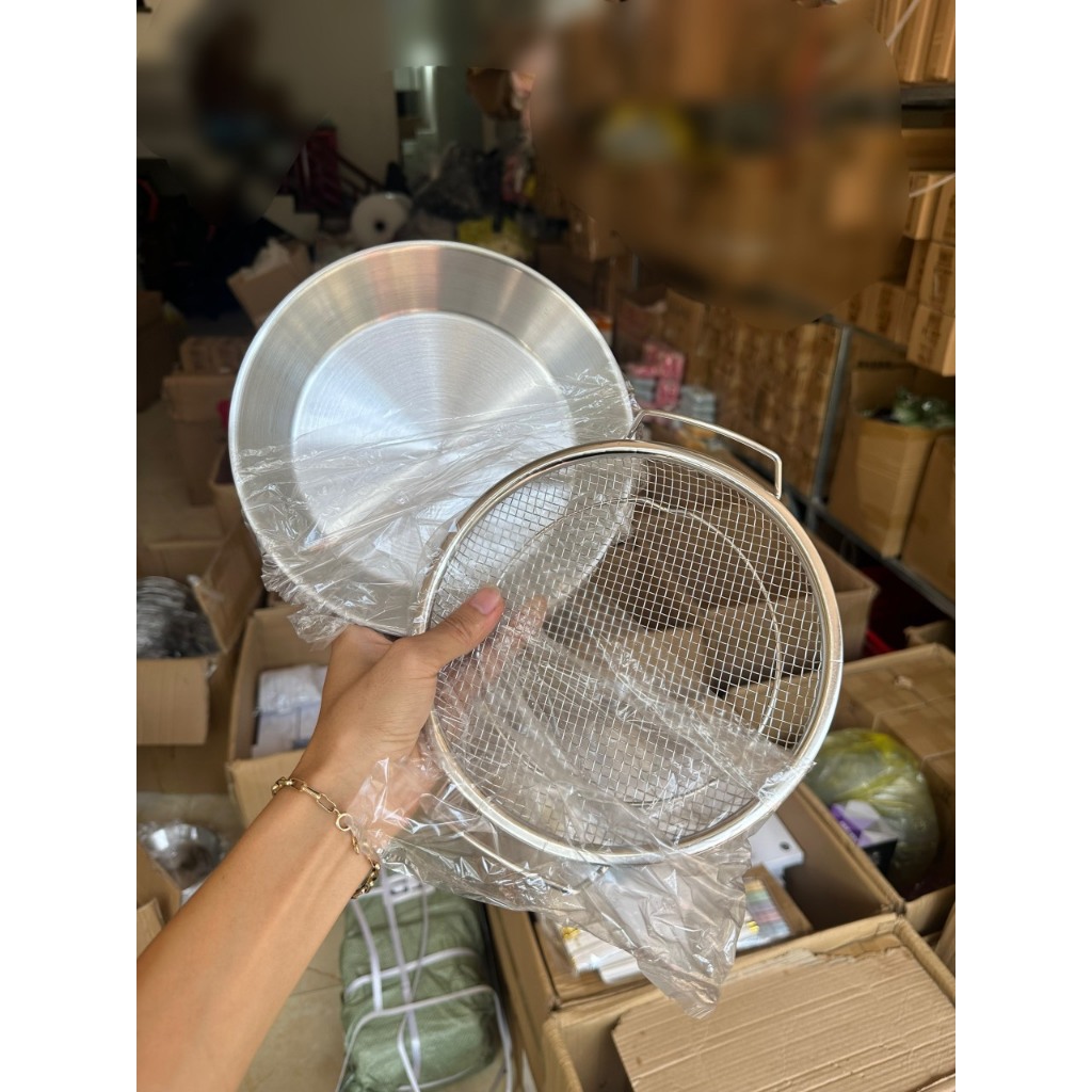 SET KHAY (ĐĨA) KÈM VỈ LƯỚI LỌC DẦU CHẤT LIỆU INOX 304 CAO CẤP, SIZE 20CM (Tuyển   )