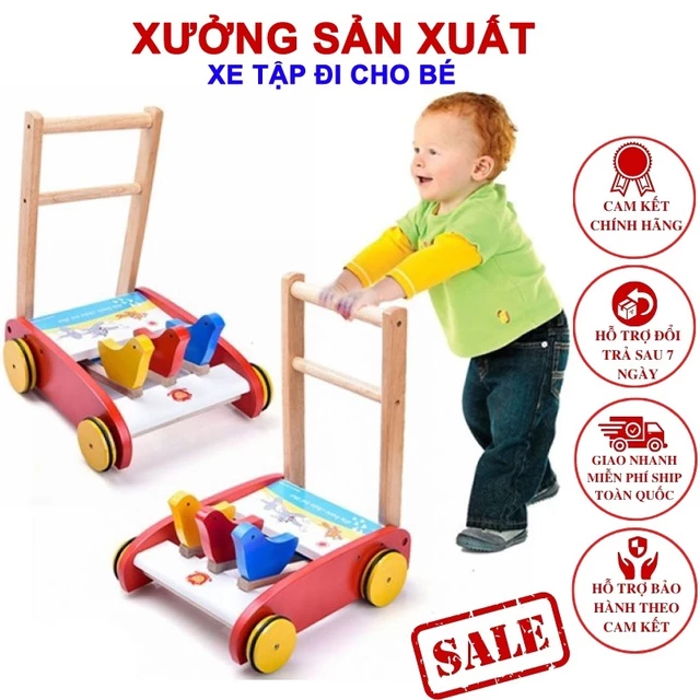 (Xưởng Sản Xuất ) Xe tập đi con gà bằng gỗ cao cấp cho bé - xe tập đi ghỗ - xe gà tập đi hình con gà cho bé