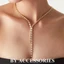 Vòng cổ dây chuyền nữ titan đính đá chữ nhật chuỗi dài không gỉ WN2480 BY ACCESSORIES