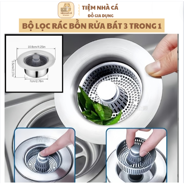 Bộ Lọc Rác Bồn Rửa Bát Inox 304 Ngăn Mùi Hôi Côn Trùng Nút Chặn Thoát ...