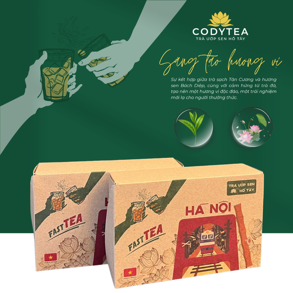 [Bảo Hành] Trà lạnh Fast Tea ướp sen Tây Hồ 100% thiên nhiên 10 viên ...