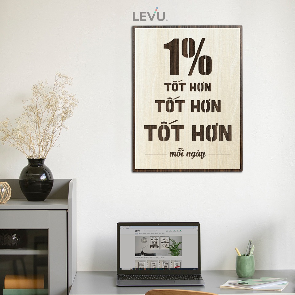 Tranh treo tường Decor Slogan LEVU083: 1% tốt hơn mỗi ngày