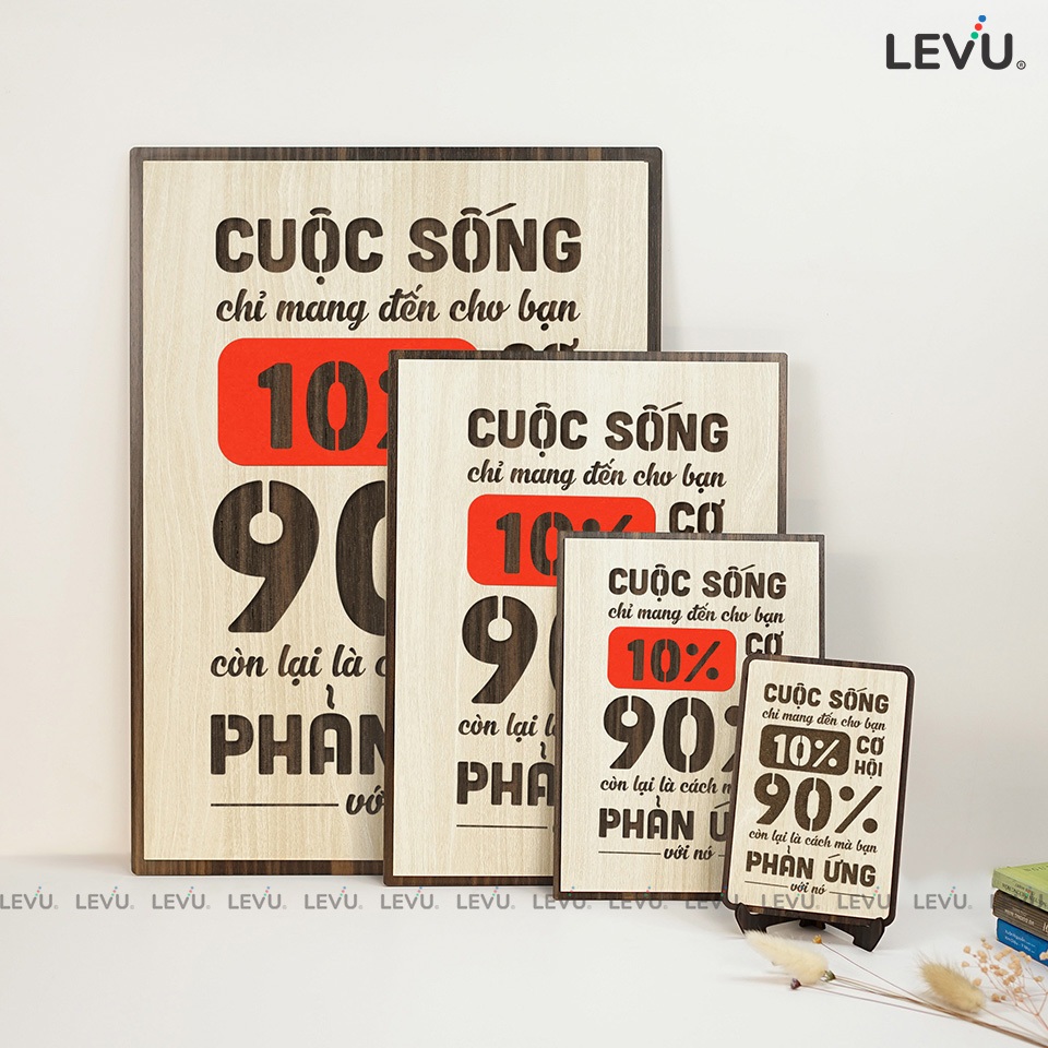 Tranh slogan thương hiệu LEVU112: Cuộc sống chỉ mang đến cho bạn 10% cơ hội, 90% còn lại là cách bạn phản ứng với nó