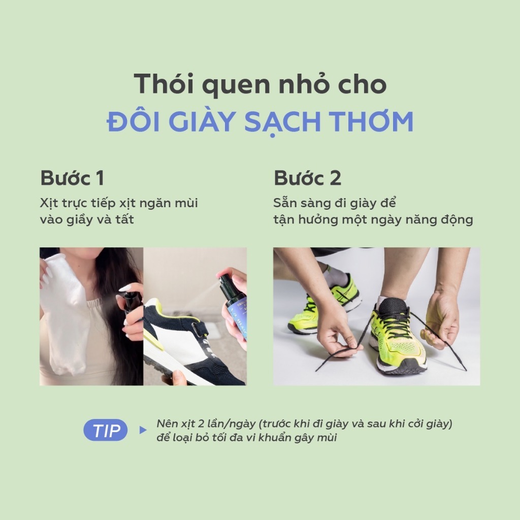 Ảnh Xịt khử mùi hôi chân và giày UMIHOME hữu cơ 45ml hương Bạc Hà thơm mát, loại bỏ mùi giày hiệu quả 3