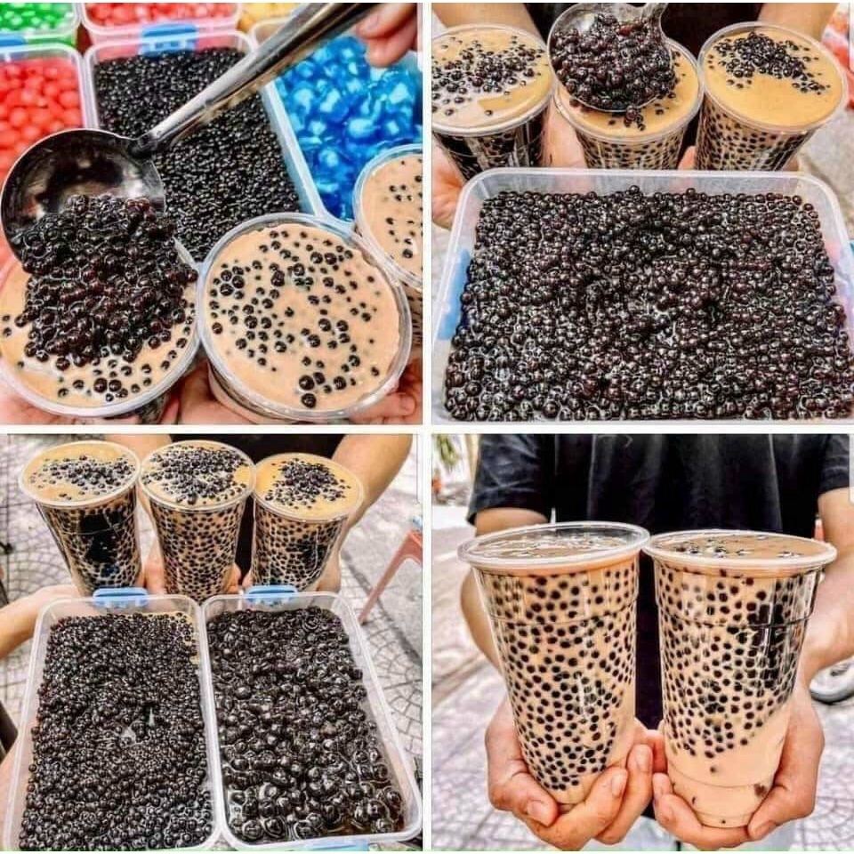 Trân Châu Đường Đen Mini Thượng Hạng LONG PHÚ gói 1kg - Topping Nguyên Liệu Trà Sữa, Chè
