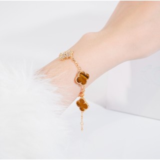 Vòng tay nam nữ LAMY Flower Clover Stone Bracelet Gold 2268