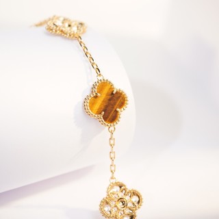 Vòng tay nam nữ LAMY Flower Clover Stone Bracelet Gold 2268