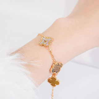 Vòng tay nam nữ LAMY Flower Clover Stone Bracelet Gold 2268