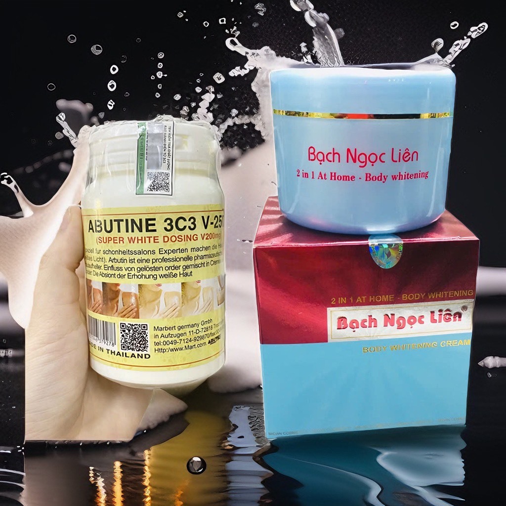Combo Kem Body Bạch Ngọc Liên Và Kem Kích Trắng Abutine 3C3 trắng nhanh