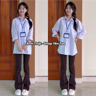 ( Từ 30kg-100kg ) Áo sơ mi trắng đồng phục dài tay 1 túi nam nữ Yến Tee mặc đi học #0135
