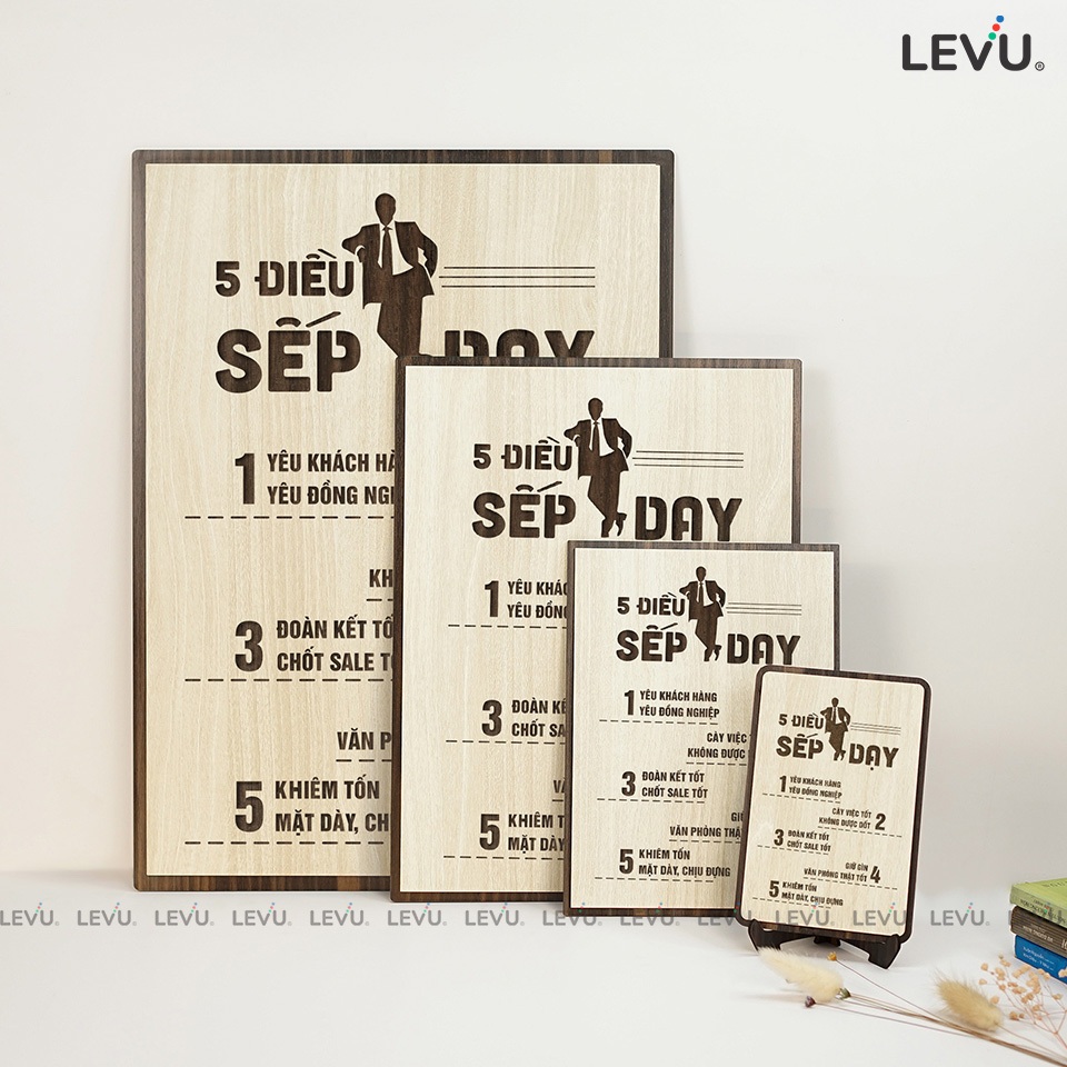 Tranh treo tường văn phòng làm việc slogan nội quy 5 điều sếp dạy trong công ty LEVU096