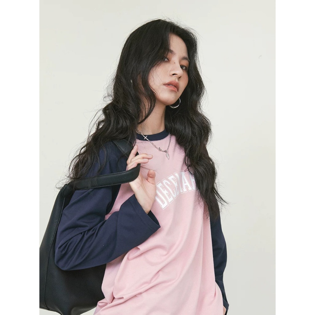 MÀU MỚI Áo thun Nữ dài tay Ragan in hình JULY fashion2023, Áo phông dáng rộng tay dài phối màu paste chất Cotton Xược