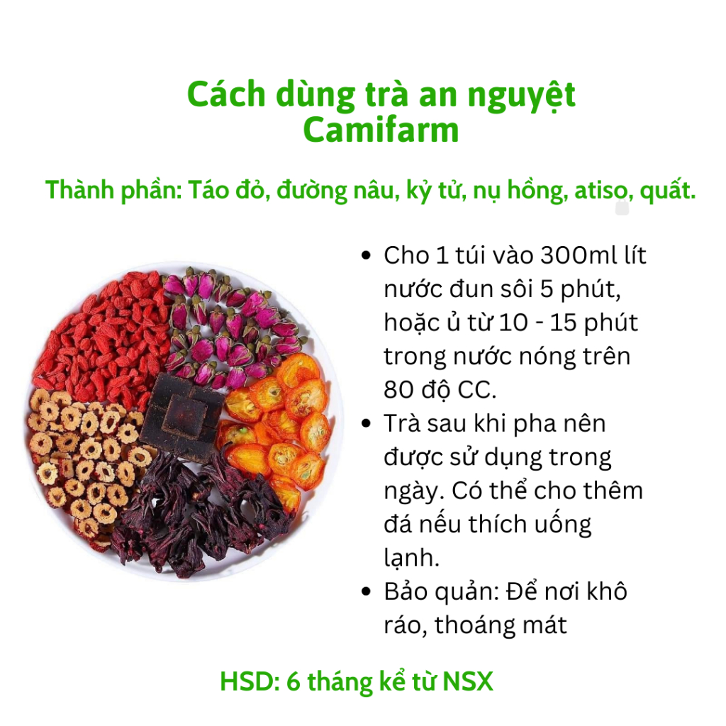 Ảnh Trà an nguyệt Camifarm giúp điều hòa kinh nguyệt, giảm đau bụng kinh, hoa mắt, chóng mặt 2