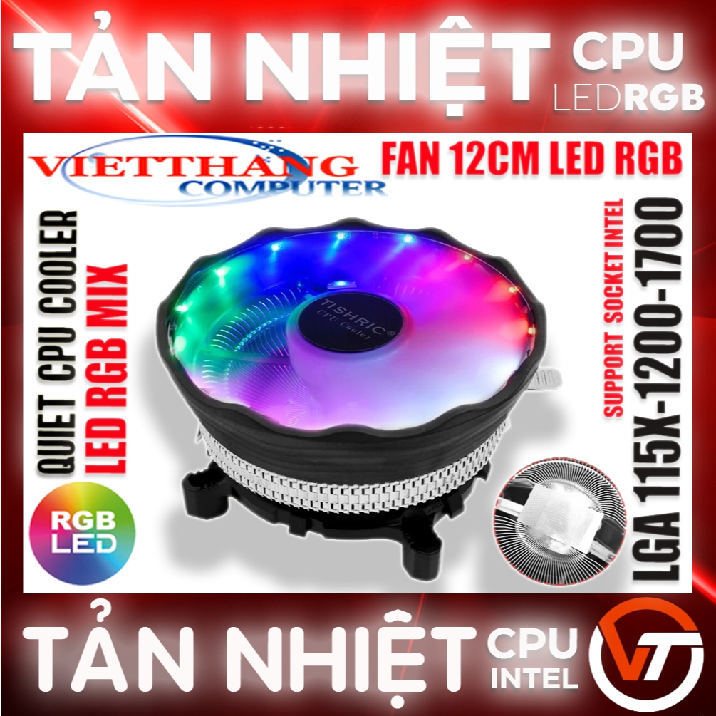 Tản nhiệt CPU Cooler TISHRIC - Tản nhiệt CPU Fan 12cm Led RGB Socket ...