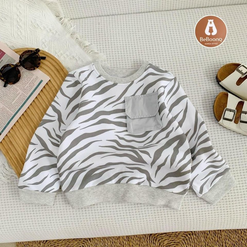 Áo nỉ bông bé trai dài tay mặc thu đông Beboong 059A size 80-130 (9-25kg) dày ấm mềm mịn