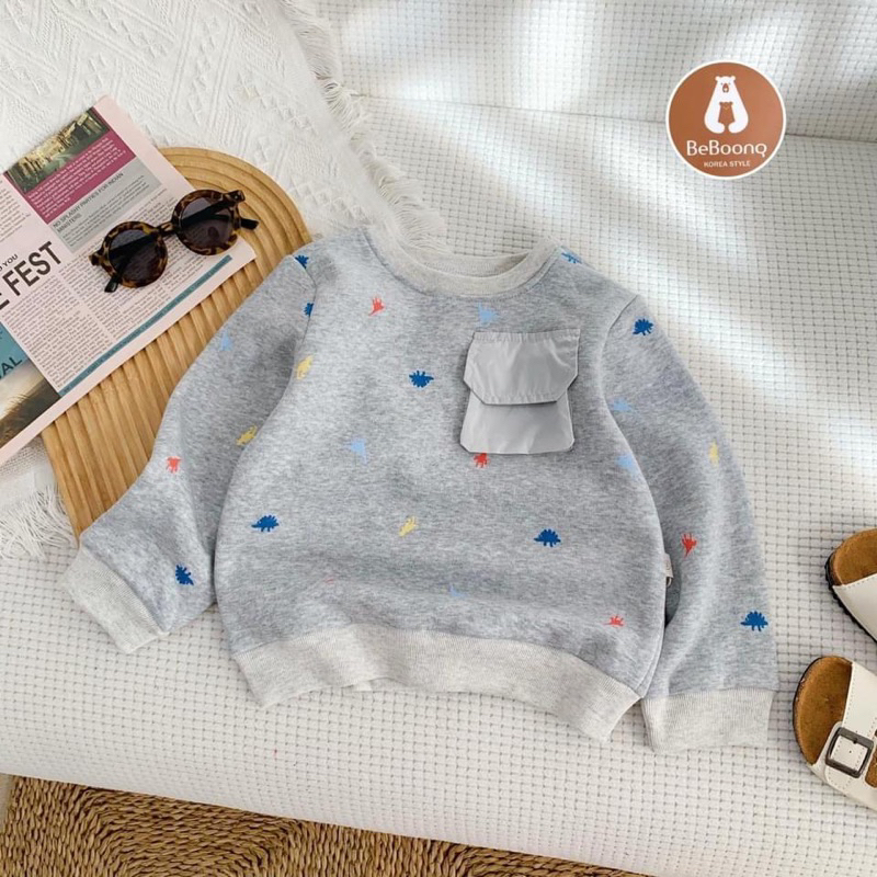 Áo nỉ bông bé trai dài tay mặc thu đông Beboong 059A size 80-130 (9-25kg) dày ấm mềm mịn