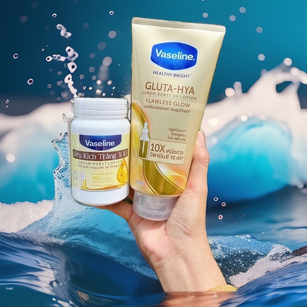 Combo Dưỡng Thể Vaseline Gluta + Kích Trắng Vaseline 10x