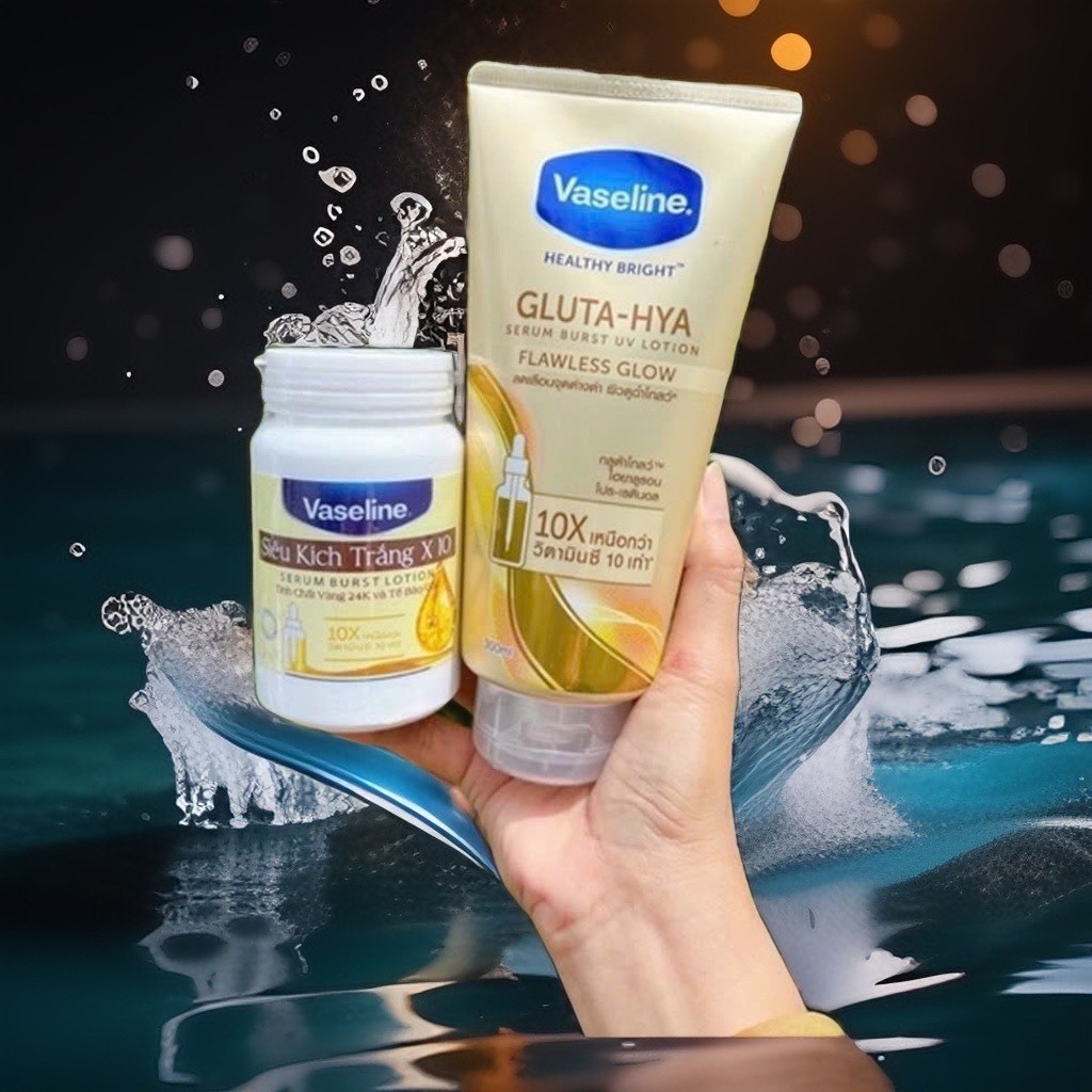 Combo Dưỡng Thể Vaseline Gluta + Kích Trắng Vaseline 10x