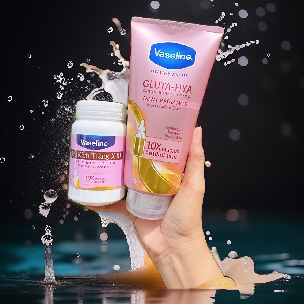 Combo Dưỡng Thể Vaseline Gluta + Kích Trắng Vaseline 10x