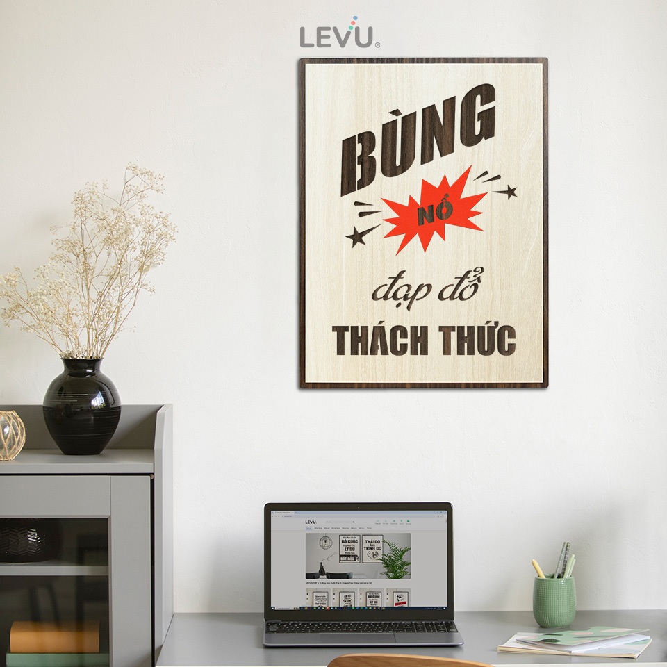 Tranh văn phòng Slogan tạo động lực giúp học tập làm việc hiệu quả LEVU019