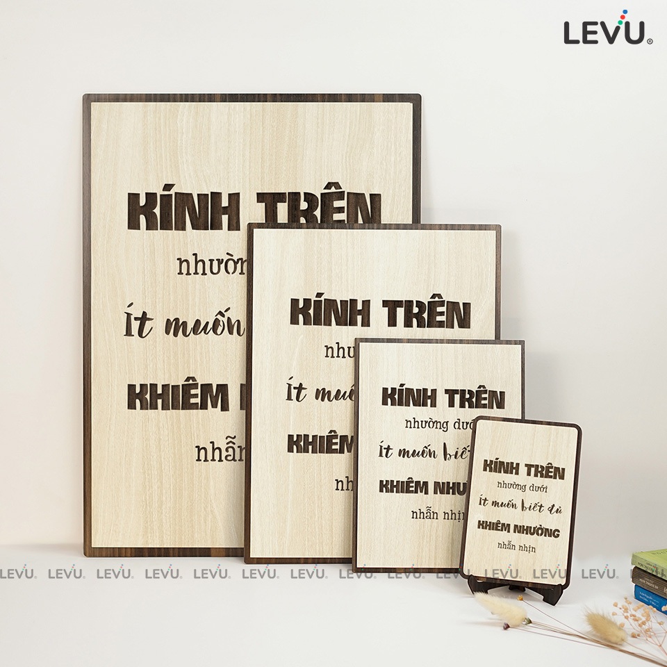 Tranh làm quà tặng bằng Gỗ khắc chữ trang trí tạo động lực LEVU028